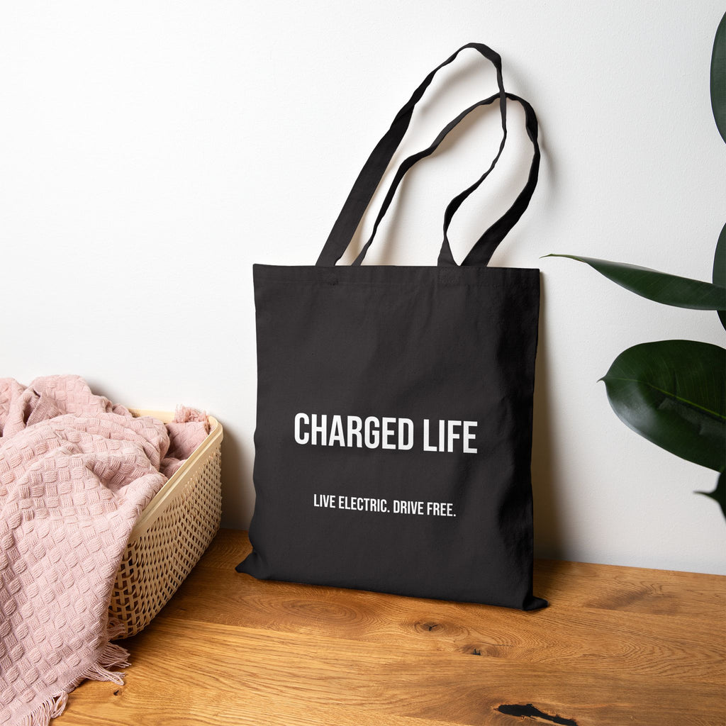 Charged Life Canvas Tote Bag | Electric  Vehicle Lifestyle Tote