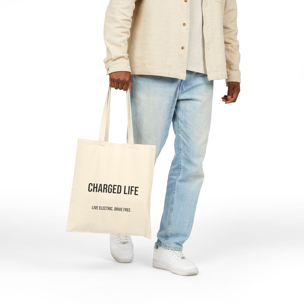 Charged Life Canvas Tote Bag | Electric  Vehicle Lifestyle Tote