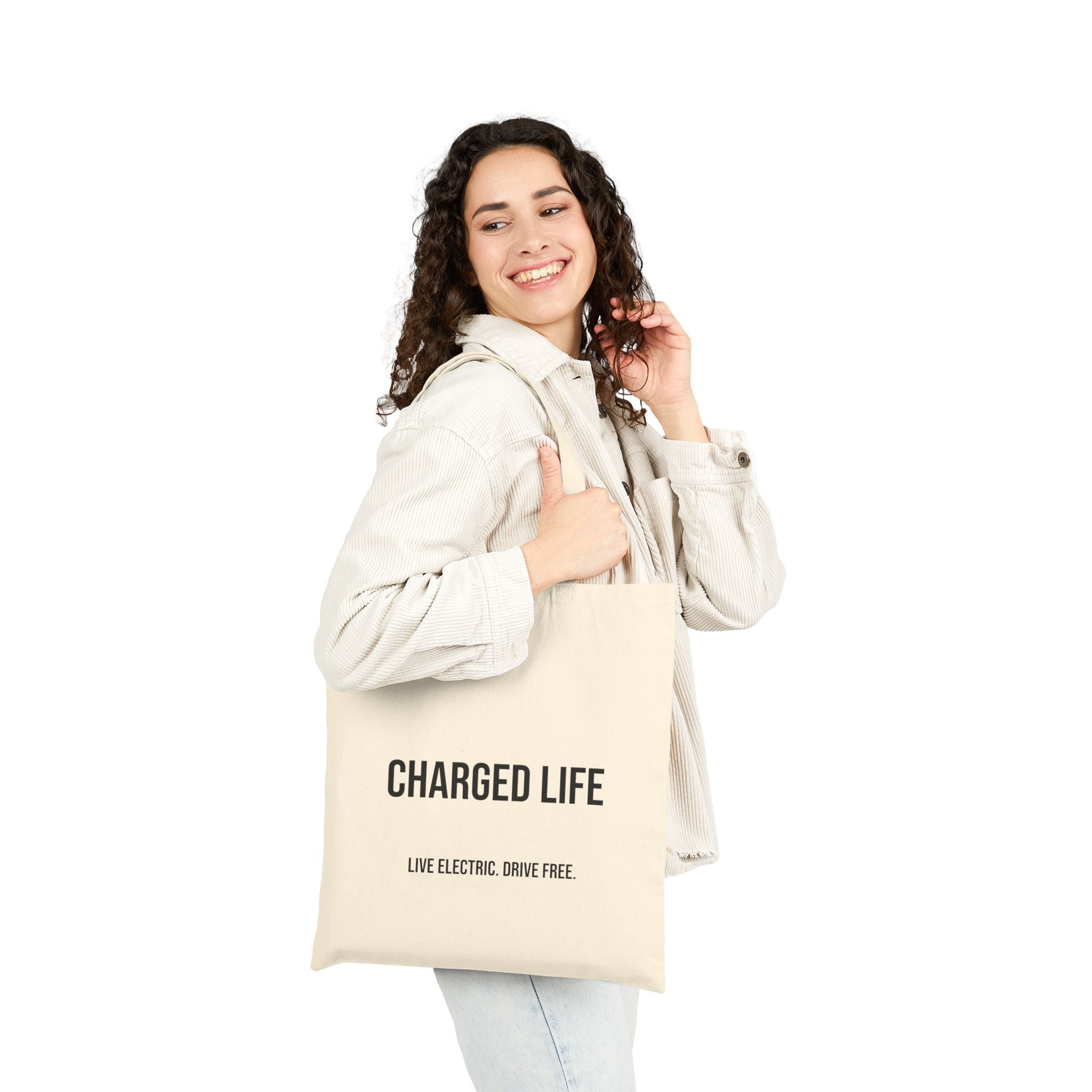 Charged Life Canvas Tote Bag | Electric  Vehicle Lifestyle Tote