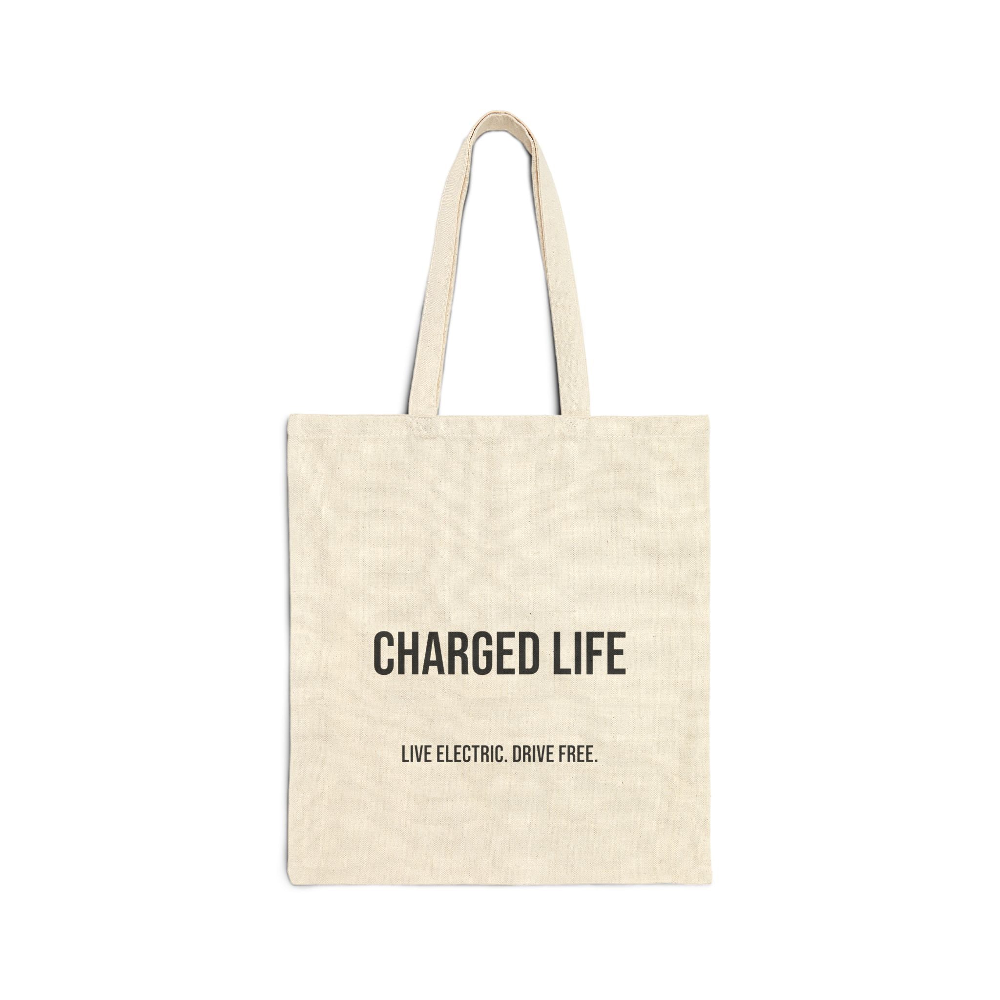 Charged Life Canvas Tote Bag | Electric  Vehicle Lifestyle Tote