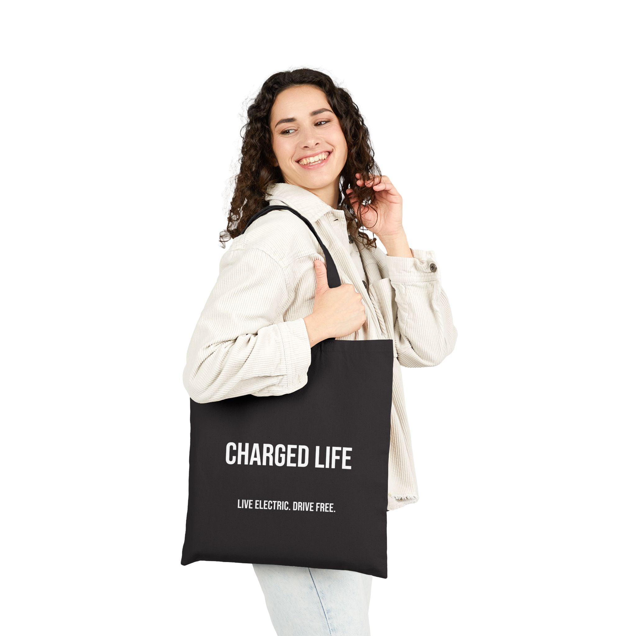 Charged Life Canvas Tote Bag | Electric  Vehicle Lifestyle Tote