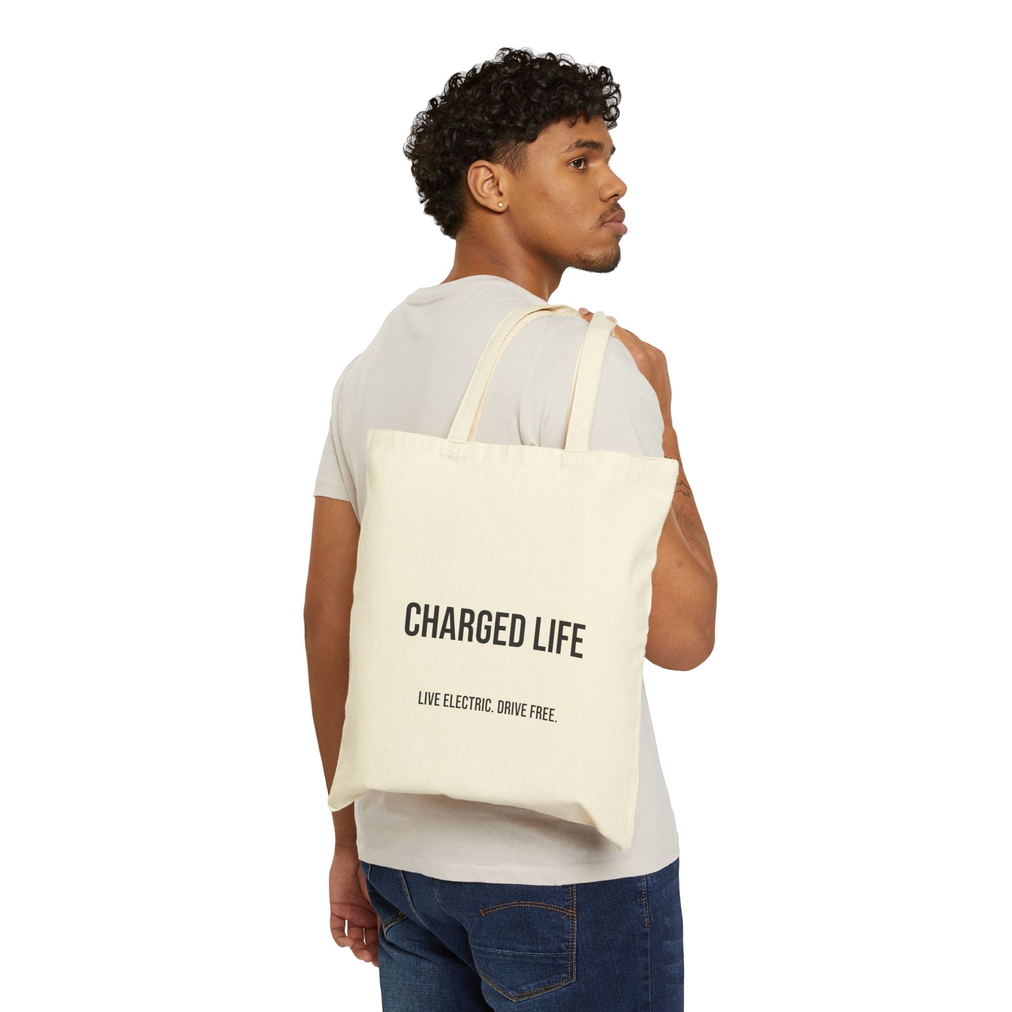 Charged Life Canvas Tote Bag | Electric  Vehicle Lifestyle Tote