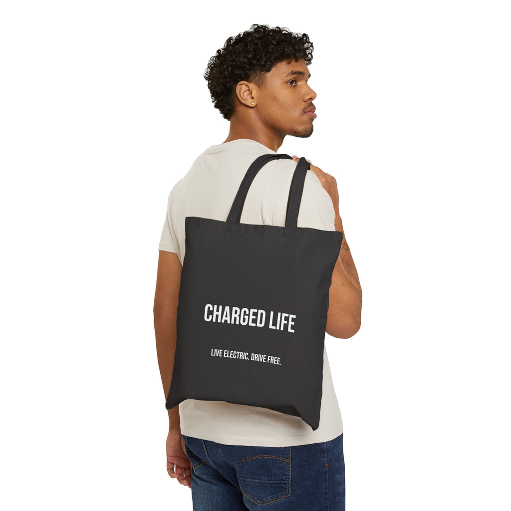 Charged Life Canvas Tote Bag | Electric  Vehicle Lifestyle Tote