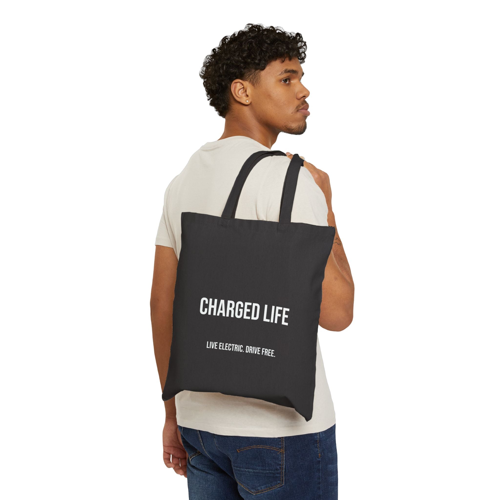 Charged Life Canvas Tote Bag | Electric  Vehicle Lifestyle Tote
