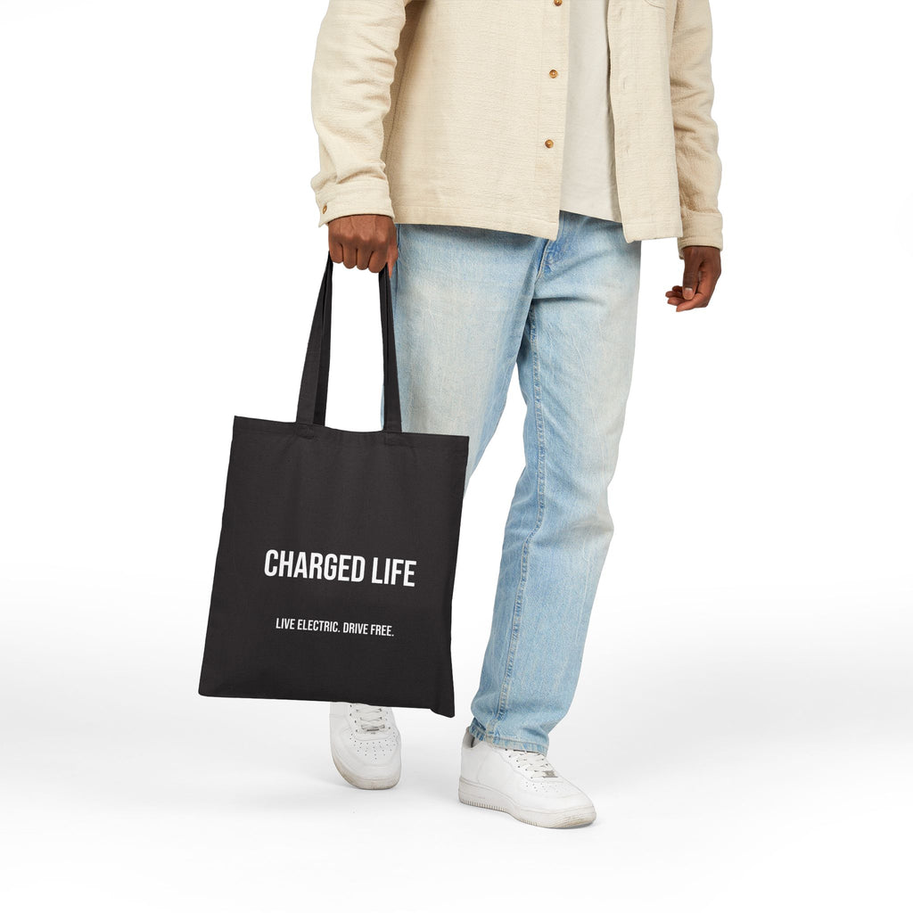 Charged Life Canvas Tote Bag | Electric  Vehicle Lifestyle Tote